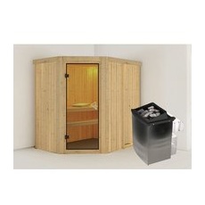 KARIBU Sauna »Vijandi«, inkl. 9 kW Saunaofen mit integrierter Steuerung, für 3 Personen - beige