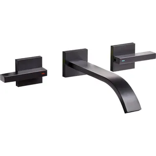 BELIANI Wandarmatur für Waschbecken schwarz Messing 3 Löcher Doppelhebel