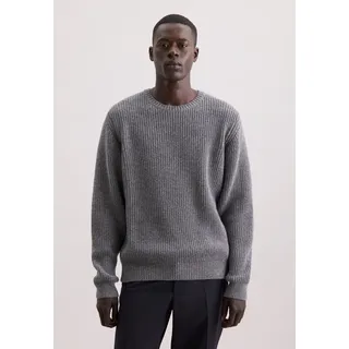 Strickpullover SEIDENSTICKER "Schwarze Rose", Herren, Gr. L, grau, 55% Wolle, 25% Modal, 20% Polyamid, unifarben, regular fit, Rundhals, Pullover Strickpullover, 1/1 Rundhals Uni