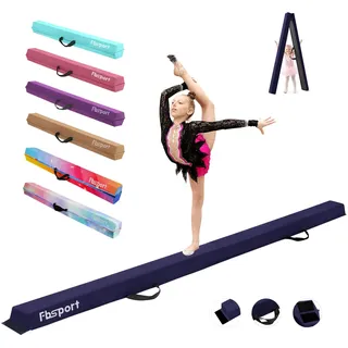 FBSPORT 240CM Faltender Schwebebalken, Gymnastik Balance Balken, Gymnastikboden Balken, Beflockungsschicht Balancierbalken, Balance Fitness Ausrüstung für Kinder