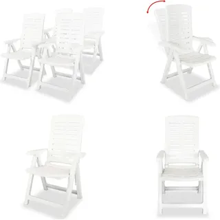 vidaXL Garten Liegestühle 4 Stk. Kunststoff Weiß - Gartenstuhl - Gartenstühle - Gartensessel - Klappstuhl - Weiß