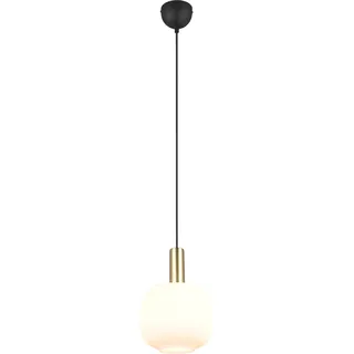 TRIO Leuchten Pendelleuchte "DIVA, E27 Hängelampe 1-flammig mit Glasschirm, exkl 1xE27 max 10W" E27 1 Stk. warmweiß - kaltweiß höhenverstellbar bis max 150cm, Ø 20cm, Hängeleuchte Wohnzimmer Küche, messing matt