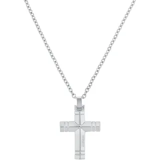 Amor Scorpions by Kette mit Anhänger Edelstahl Unisex Damen Herren Halsschmuck, 50+5 cm, Silber, Kreuz, Kommt in Schmuck Geschenk Box, 2040512