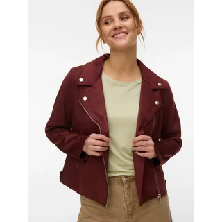 Bikerjacke VERO MODA "VMJOSE SHORT FAUX SUEDE JACKET GA NOOS", Damen, Gr. M, andorra, Web, Obermaterial: 90% Polyester, 10% Elasthan, unifarben, normal, Jacken Bikerjacke, mit asymetrischem Reißverschluss