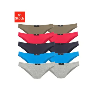 H.I.S Slip, (10er-Pack), aus elastischer Baumwoll-Qualität H.I.S rot-rot, marine, blau, khaki, grau-meliert 40