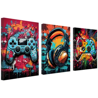 hocadon 3 er set Bilder mit Rahmen Spiel Moderne Leinwandbilder Bilder Schlafzimmer Moderne Bilder Wohnzimmer Poster Set 30x40 für Wohnzimmer Schlafzimmer Büro Wanddekoration