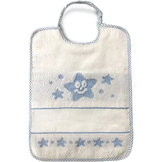 Baby Lätzchen mit Stickerei von Sterne Verschluss mit Gummizug – 100% Baumwolle – 24 x 31,5 cm, blau