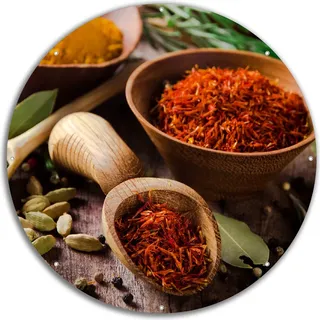 Wallario rundes Outdoor-Poster für Garten oder Balkon, Motiv Gewürze und Kräuter, 60 cm Durchmesser - Schwarz