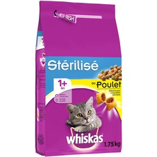 Whiskas Erwachsene 1+ – Trockenfutter für ausgewachsene Katzen – mit Huhn – 6 Beutel à 1,75 kg