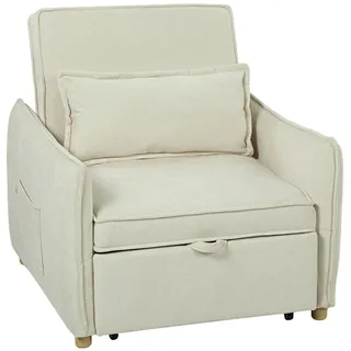 Homcom Schlafsessel Polyester 84 x 87 x 88 cm Cremeweiß mit Kissen