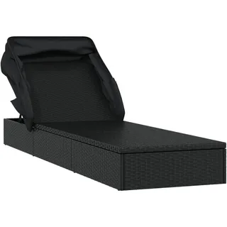 vidaXL Sonnenliege mit Kissen 182 x 118 x 63 cm Schwarz