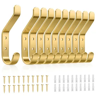 susswiff 10-Stück Garderobenhaken, Kleiderhaken zum Schrauben, Haken für Akustikpaneele, Schlafzimmer, Wohnzimmer, Badezimmer, Wandhaken für Garderobe, Jacken, Hut, Metall,10CM 10er-Pack Türhaken