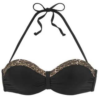 LASCANA Bügel-Bandeau-Bikini-Top »Adele«, mit trendigen Details LASCANA schwarz-leo Gr.34 Cup D