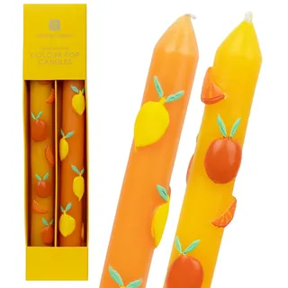 2 x handbemalte 3D-Kerzen mit Zitrus-, Zitronen- und Orangen-Motiv, ideales Geburtstags- oder Muttertagsgeschenk, geruchlos, 8 Stunden Brenndauer, umweltfreundlich, Sommer-Tischdekoration von Talking