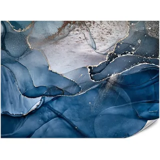 Muralo Fototapete für Badezimmer Blauer Marmor Gold Modern 450x315 , Weiß, Grau, Blau, Goldfarben , Papier , Marmor Optik , Rechteckig , 450x315 cm , Tapeten & Wandverkleidungen, Fototapeten