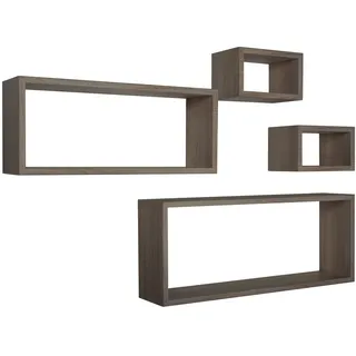 RECHTECKIGER 4ER SET WANDREGAL FARBE NUSSBAUM GESÄGT MOD. MERLINO