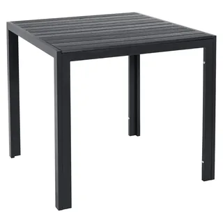 Garten- und Balkontisch - Outdoor Esstisch - Quadratisch 75x75x72 cm - Wetterfestes Aluminium - Tischplatte in Holzoptik - Für 4 Personen - Balkon & Terrasse