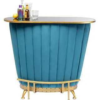 Kare Design Bar After Work, Gold, elegante Hausbar in Samt- Petrol, Vintage- Design mit Messing Details, Hollywood Bar, 106x120x48cm (H/B/T)