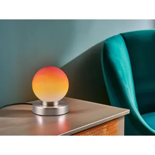 Tischlampe - Nickelfarben matt - Orange - Metall - Glas - H 15 cm - Touchfunktion - Orange