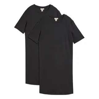 bonprix Shirtkleid "Oversize-T-Shirtkleid aus reiner Baumwolle (2er Pack)" Packung, 2 Stk. tlg. für Alltag, mit Rundhalsausschnitt, Kurzarm, Oversize Passform, schwarz, schwarz