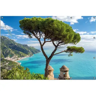 Wallario Outdoor-Poster für Garten oder Balkon, Motiv Italienische Küste, in ca. 120 x 180 cm - Schwarz