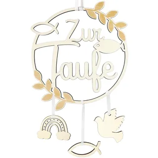 Taufe deko, Holz Taufe Türkranz Anhänger, Taufe Geschenk für Junge und Mädchen, für Haustür, Fenster, Garten, Wand usw