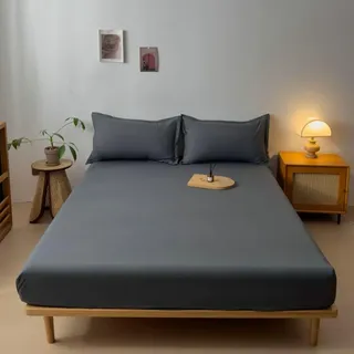 Homxi Spannbetttücher Boxspringbett,(180 x 200 cm),Bettbezug mit Elastisch Einfarbig Bettwäsche Dunkelgrau