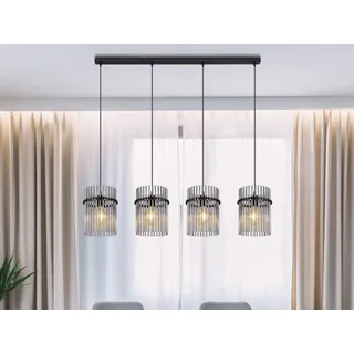 Ausgefallene LED Esstischlampe Küche, Lampenschirm Glaslampe mehrflammig Schwarz