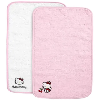 Hello Kitty – 2er-Set bestickte Wickelunterlagen 30×45 cm – 100% Baumwoll-Frottee, weich & wasserdicht – Mobile Wickelauflage für Babyhygiene – Offizielles Sanrio-Produkt