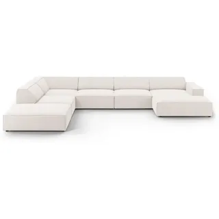 micadoni Panoramasofa, beige Textil, 7-Sitzer, U-Form, 262x70x364 cm, Hergestellt in Europa, Wohnzimmer, Sofas , Couches, Sofas, Bigsofas