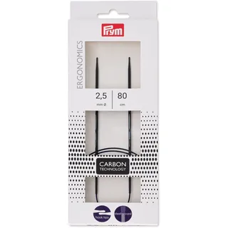 Prym 215301 Ergonomische Rundstricknadel 215 301 Carbon 2,5/80, Kunststoff, schwarz, 2,5 mm