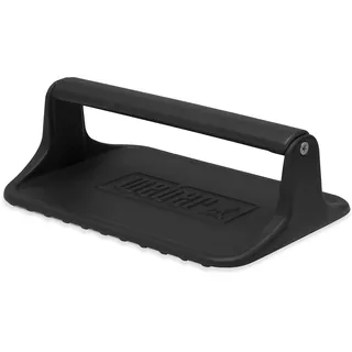 Weber Plancha-Burgerpresse | Grillzubehör zum Pressen von Burgern, Paninis und Bacon auf Grillplatten, Aus Gusseisen, 7,4 x 23 x 15 cm