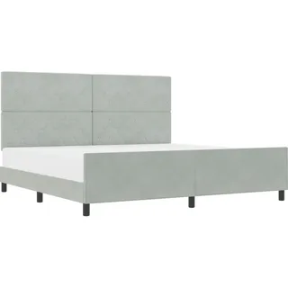 vidaXL Boxspringbett mit Kopfteil Hellgrau 200 x 200 cm Samt - Hellgrau
