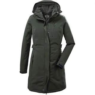 Parka KILLTEC "KOW 165 WMN PRK", Damen, Gr. 48, grün (olivgrün), Obermaterial: 100% Polyester;Futter: 100% Polyester;Füllung: 100% Polyester, Jacken Parka, Wasser- und winddichter Parka mit Teddyfleece und abnehmbarer Kapuze
