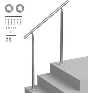 Vevor Handläufe für Außentreppen, 100 cm langes Treppenhandlauf-Set, Übergangsgeländer aus Edelstahl mit Montagesatz, doppelsäulige Treppenhandläufe für Senioren, Veranda und Terrasse