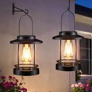 pearlstar 2pk Solarlampen FüR AußEn HäNgend, Solarlaterne FüR AußEn Garten HäNgend,Ip44 Waterproof Solar Laternen FüR DraußEn,For Wanddeko Outdoor, Garten, Balkon, Terrassen Deko Lampions Solar