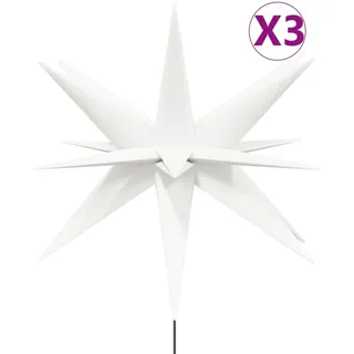 LED-Weihnachtssterne 3 Stk. mit Erdspießen Faltbar Weiß 57 cm - Weiß, Bunt