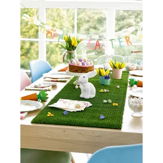 Talking Tables Tischläufer Grün aus Kunstrasen, Wiederverwendbar, 1,5 m für Innen | Rasenteppich Tischläufer als Ostern Tischdeko, Frühling, Sommer Moos Deko Alternative, Fussball-Motto-Party