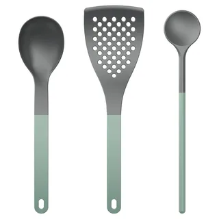 Rosti NEW Optima Küchenhelfer Set, Pfannenwender, Kochlöffel, Servierlöffel, Küchen Zubehör 3-teilig Nylon, Hitzebeständig 220°C, Nordic Green