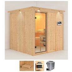 Bild von Sauna »Romina«, (Set), 9-kW-Bio-Ofen mit externer Steuerung, beige
