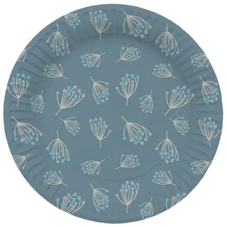 Folat 24981 Baby Shower Deko, Babyparty, Blau, WeißTeller - Blooming Baby Boy - 23 cm - 8 Stück