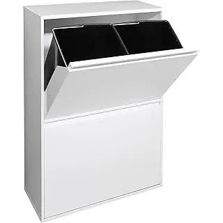 ARREGUI Basic CR601-B Mülltrennsystem aus Stahl | 4 Fächer Mülleimer für die Küche | 4 Fach Abfalleimer | 4x17L (68L) | Herausnehmbare Inneneimer mit Griff | Recycling Schrank für Mülltrennung | weiß