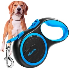 Edipets, Hundeleine, Ausziehbar, Einziehbar, 3, 5 und 8 Meter, Flexibles Band für Rechts- und Spaziergänge, Dog Leash, Rolleine, Flexileine, Retractable (Blau, 5 Meter <50kg)