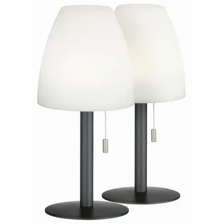 Schöner Wohnen LED-Akkutischleuchte 2er Set , Weiß , Kunststoff , 30 cm , Farbwechsler, Zugschalter, tragbar, einfach zu transportieren, kabellos, aufladbar über Usb , Lampen & Leuchten, Innenbeleuchtung, Tischlampen, Akku-Tischlampen