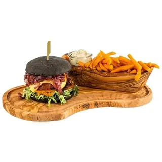 APS 1022 Servierbrett OLIVE, 39,5 x 21 cm, Höhe 2,5 cm, mit Saftrille, Olivenholz, naturbedingte Abweichung in Form, Maserung und Größe