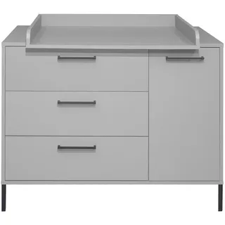 Jimmylee Wickelkommode , Grau , Metall , 1 Fächer , 3 Schubladen , 119x91-101x45-77 cm , DIN EN ISO 9001 , Babymöbel & Kindermöbel, Babyzimmer, Wickelkommoden & Zubehör, Wickelkommoden