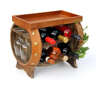 DanDiBo Weinregal Weinfass Holz Braun 33 cm 9064 , 40x33x30 cm , Weinregale