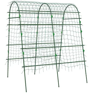 Outsunny Rankhilfe für Kletterpflanzen, Verstellbares Spalier, für Garten, Balkon, Stahl, Grün , Metall, Kunststoff , 144x206x167 cm , Dekoration, Gartendeko