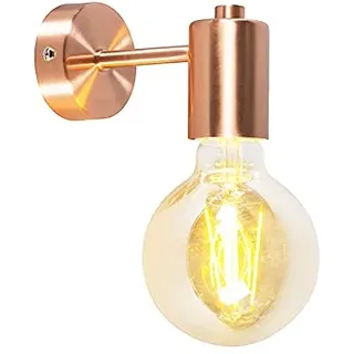 Qazqa Design Wandleuchte, Wandlampe - Facil - Kupfer, Rund, max. 60W, Geeignet für LED, 13cm, Ideal als Wohnzimmerlampe und Flur