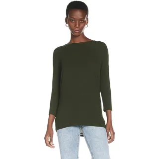 ONLY Damen Dünner Strickpullover 3/4 Langarm Rundhals Shirt Knitted Basic Stretch Sweater ONLGLAMOUR, Farben:Grün-3, Größe:XS